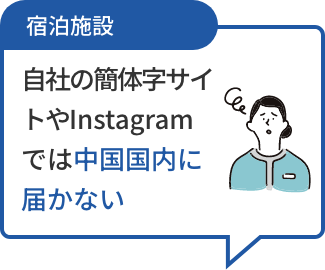 宿泊施設 自社の簡体字サイトやInstagramでは中国国内に届かない